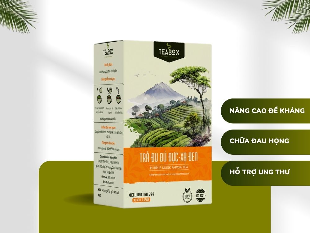 Trà Đu Đủ Đực Xạ Đen Tốt Cho Người Ung Bướu Ngăn Ngừa Ung Thư | Hộp 30 Túi Lọc x 3g TEABOX