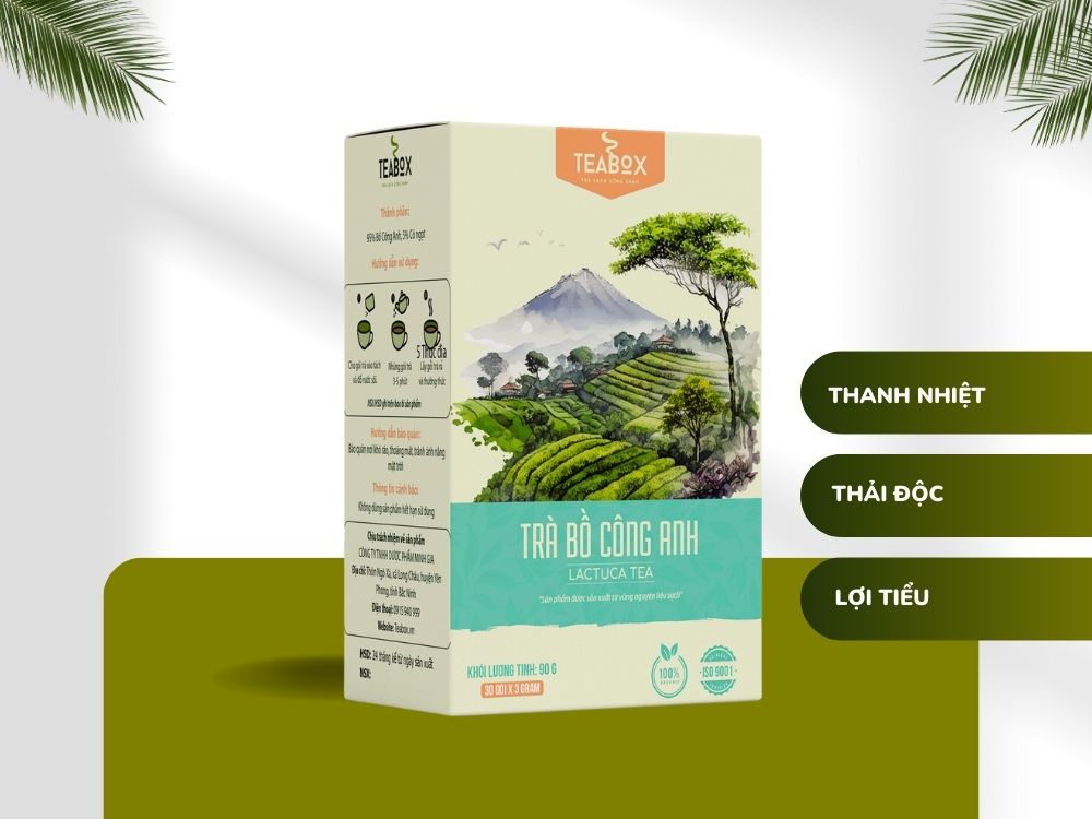 Trà Bồ Công Anh Thanh Nhiệt Giải Độc Gan Giảm Cân Lợi Tiểu Lợi Mật | Hộp 30 gói x 3g Túi Lọc Teabox