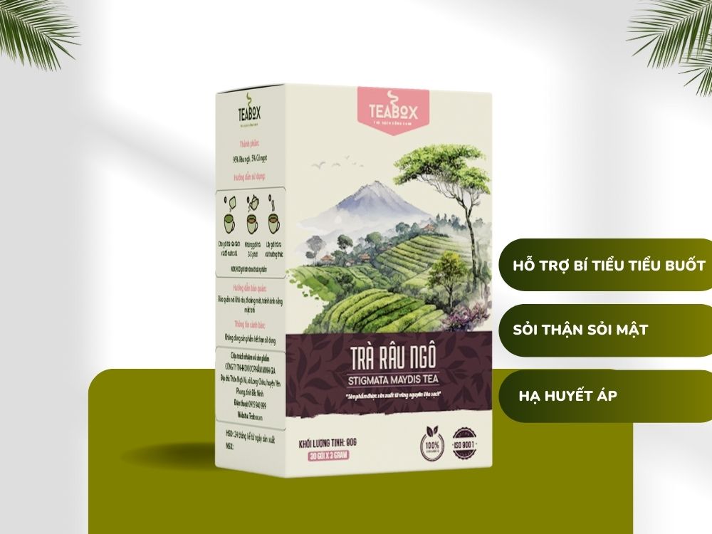 Trà Râu Ngô Giúp Lợi Tiểu Lợi Mật Tốt Cho Gan Thận | Hộp 30 Túi Lọc x 3 TEABOX